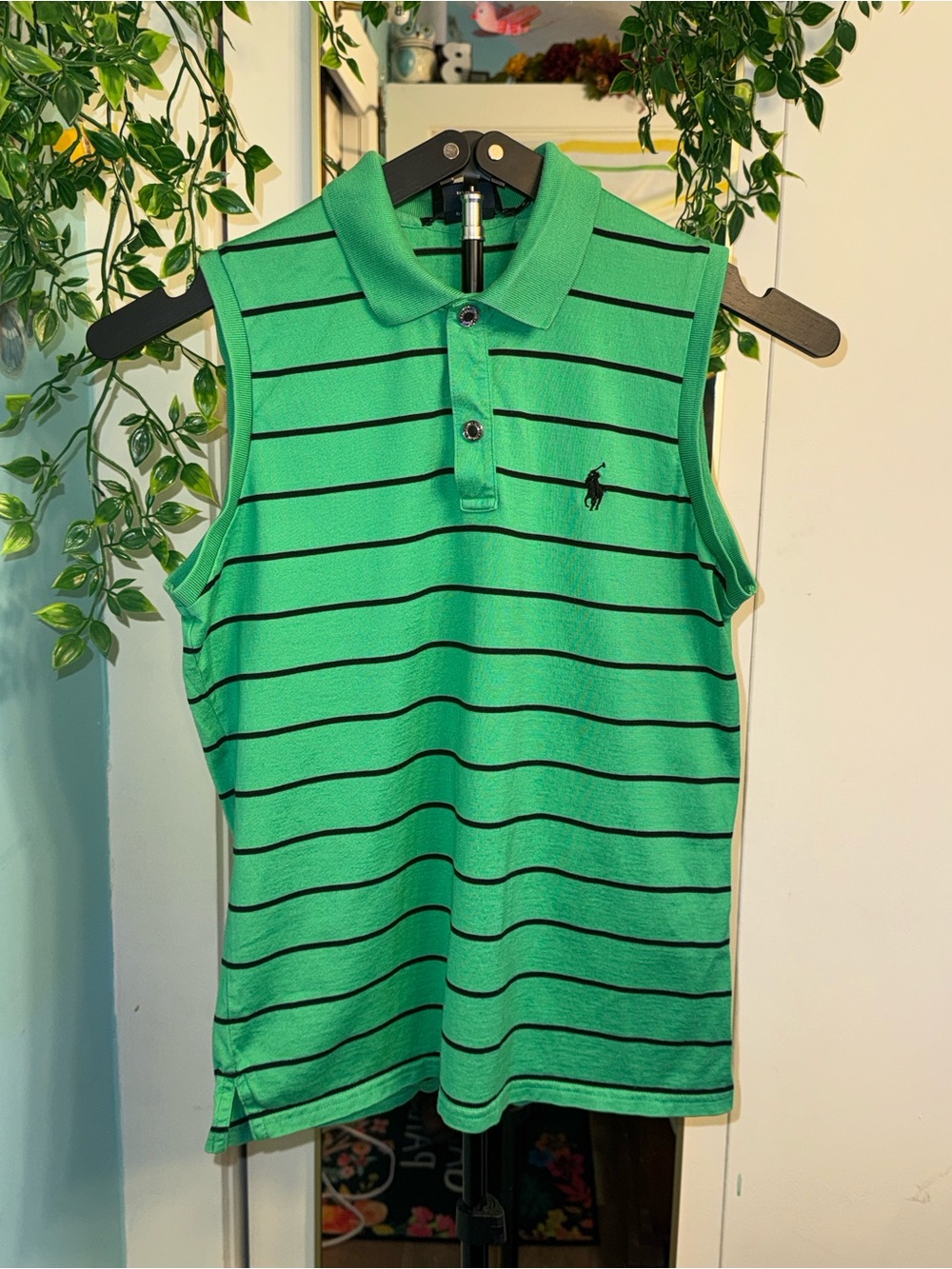 Ralph Lauren Golf Women’s S Green Striped Sleeveless Polo Shirt